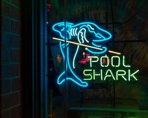 Preview wallpaper inscription, words, neon, shark