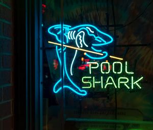 Preview wallpaper inscription, words, neon, shark