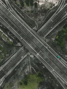 Preview wallpaper interchange road, roads, aerial view, traffic, direction