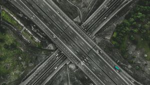 Preview wallpaper interchange road, roads, aerial view, traffic, direction