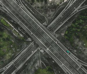 Preview wallpaper interchange road, roads, aerial view, traffic, direction