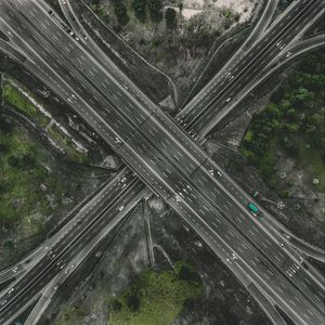 Preview wallpaper interchange road, roads, aerial view, traffic, direction