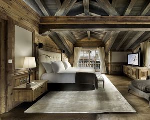 Preview wallpaper interior, bed, pillows, carpet, wooden design, room, bedroom