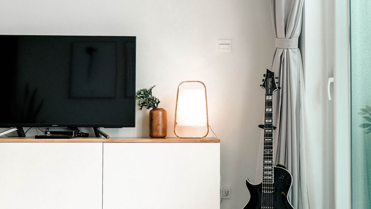 Wallpaper interior, decor, guitar, comfort