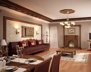 Preview wallpaper interior, design, style, room, furniture, sofa, table, mirror, painting, fireplace