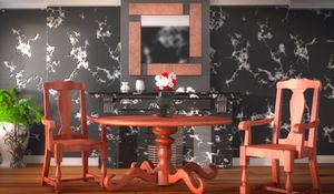 Preview wallpaper interior, design, style, room, furniture, table, chairs, flowers