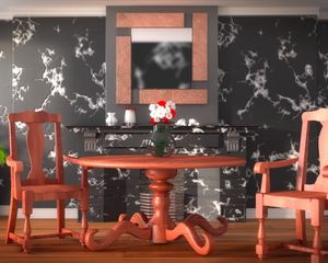 Preview wallpaper interior, design, style, room, furniture, table, chairs, flowers