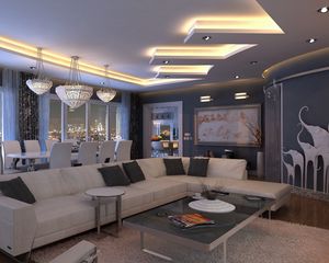 Preview wallpaper interior design, style, istanbul, room, furniture, window, view, night city, painting, lighting