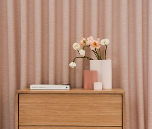 Preview wallpaper interior, flowers, vase, book, bedside table