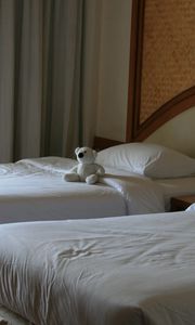 Preview wallpaper interior, hotel, beds, teddy bear