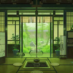 Preview wallpaper interior, japan, art, window, view