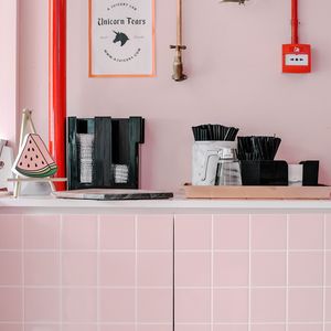 Preview wallpaper interior, shelf, design, pink, dishes