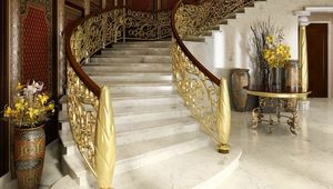 Preview wallpaper interior, stairs, handrails, door, vase, flowers, design