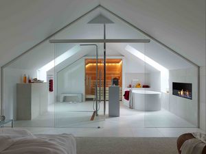 Preview wallpaper interior, style, design, home, house, room, bathroom, sauna, glass