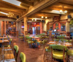 Preview wallpaper interior, tables, chairs, wooden ceiling, hdr, design