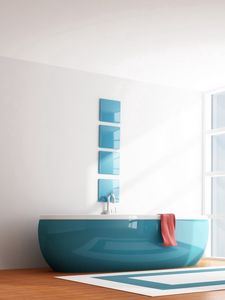 Preview wallpaper interiors, apartment, bathroom, bedroom, blue