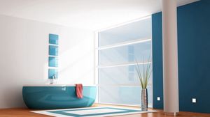 Preview wallpaper interiors, apartment, bathroom, bedroom, blue