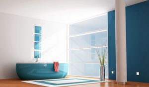 Preview wallpaper interiors, apartment, bathroom, bedroom, blue