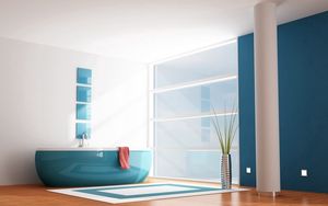 Preview wallpaper interiors, apartment, bathroom, bedroom, blue