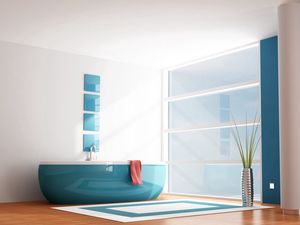 Preview wallpaper interiors, apartment, bathroom, bedroom, blue