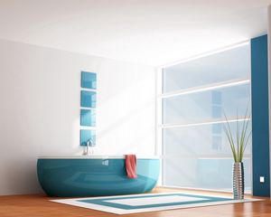 Preview wallpaper interiors, apartment, bathroom, bedroom, blue