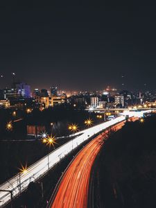 Preview wallpaper iran, night city, road, city lights