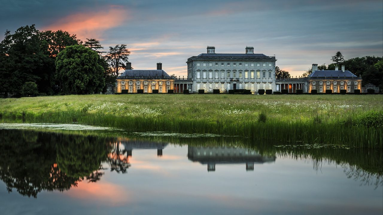 Wallpaper ireland, house, lake, pond, reflection, manor