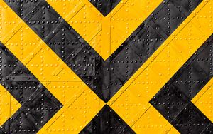 Preview wallpaper iron, marking, stripes, yellow, black, rivets, surface