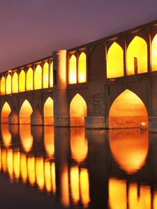 Preview wallpaper isfahan, iran, bridges, night, light