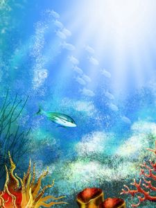 Preview wallpaper ish, under water, algas, vegetation, light
