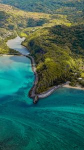 Preview wallpaper island, aerial view, ocean, coast, maconde, mauritius