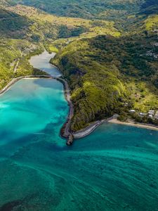 Preview wallpaper island, aerial view, ocean, coast, maconde, mauritius