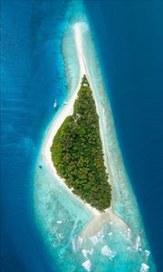 Preview wallpaper island, aerial view, ocean, maldives, tropics