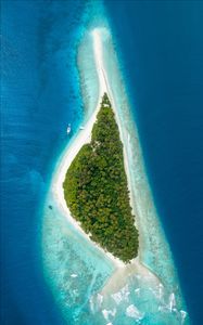 Preview wallpaper island, aerial view, ocean, maldives, tropics