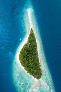 Preview wallpaper island, aerial view, ocean, maldives, tropics