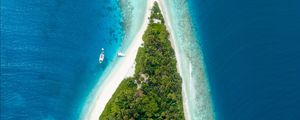 Preview wallpaper island, aerial view, ocean, maldives, tropics