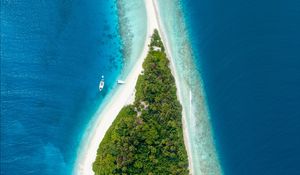 Preview wallpaper island, aerial view, ocean, maldives, tropics