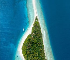 Preview wallpaper island, aerial view, ocean, maldives, tropics