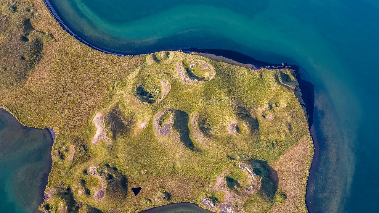 Wallpaper island, aerial view, sea, nature