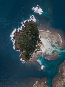 Preview wallpaper island, aerial view, sea, water, height