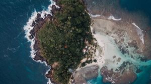 Preview wallpaper island, aerial view, sea, water, height