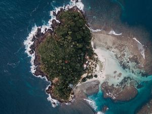 Preview wallpaper island, aerial view, sea, water, height