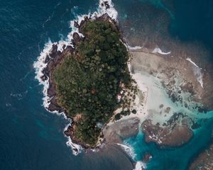 Preview wallpaper island, aerial view, sea, water, height