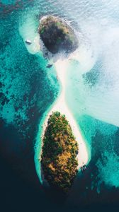 Preview wallpaper island, aerial view, sea, boats