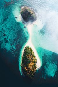 Preview wallpaper island, aerial view, sea, boats