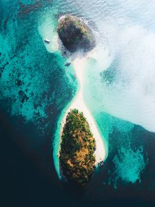 Preview wallpaper island, aerial view, sea, boats