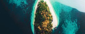 Preview wallpaper island, aerial view, sea, boats