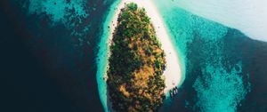 Preview wallpaper island, aerial view, sea, boats