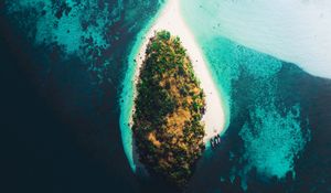 Preview wallpaper island, aerial view, sea, boats