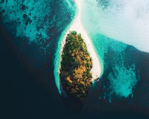 Preview wallpaper island, aerial view, sea, boats